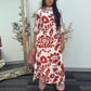 Swiss silk printed kaftan style dress - Red Kaftaan - 3pc