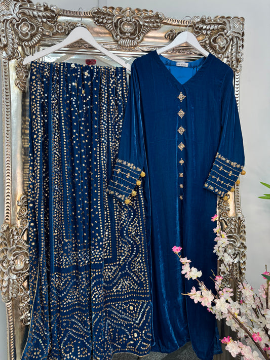 Komal - Teal Blue - Velvet