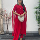 Red - Floor Length Sleeves - Chiffon Outfit - T