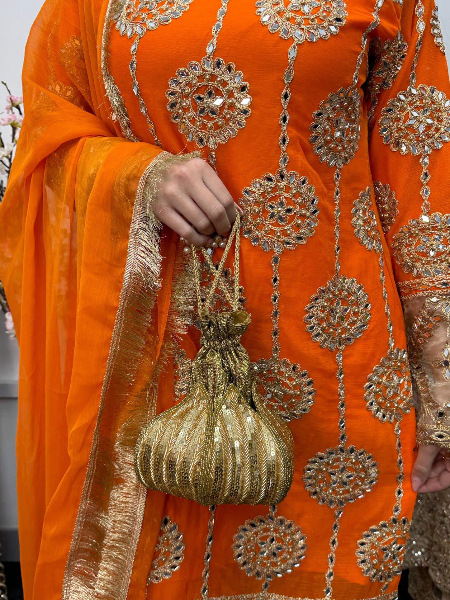 Kiran - Sheesha Sharara - Orange - Mehndi outfit - Party wear- AF