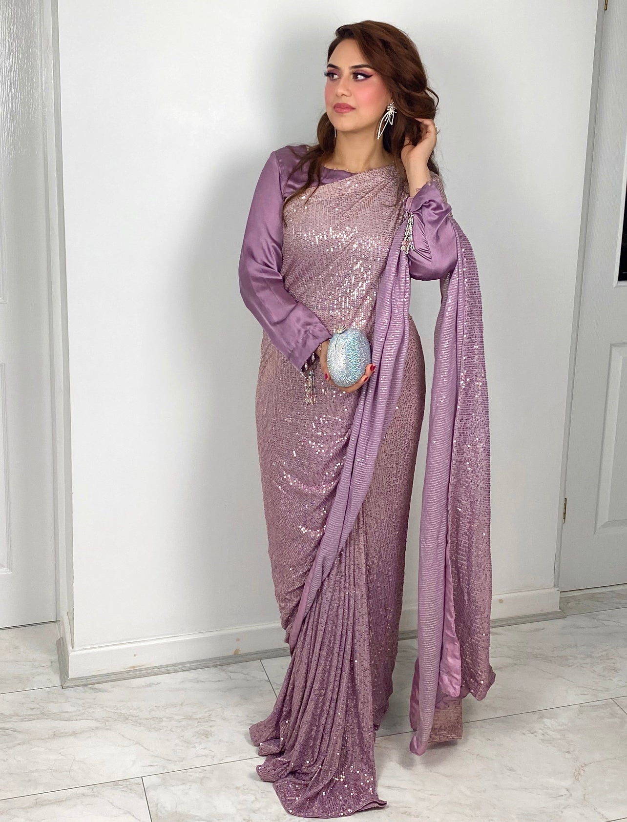 Tara Sitara - Ombre lilac pink sari - V