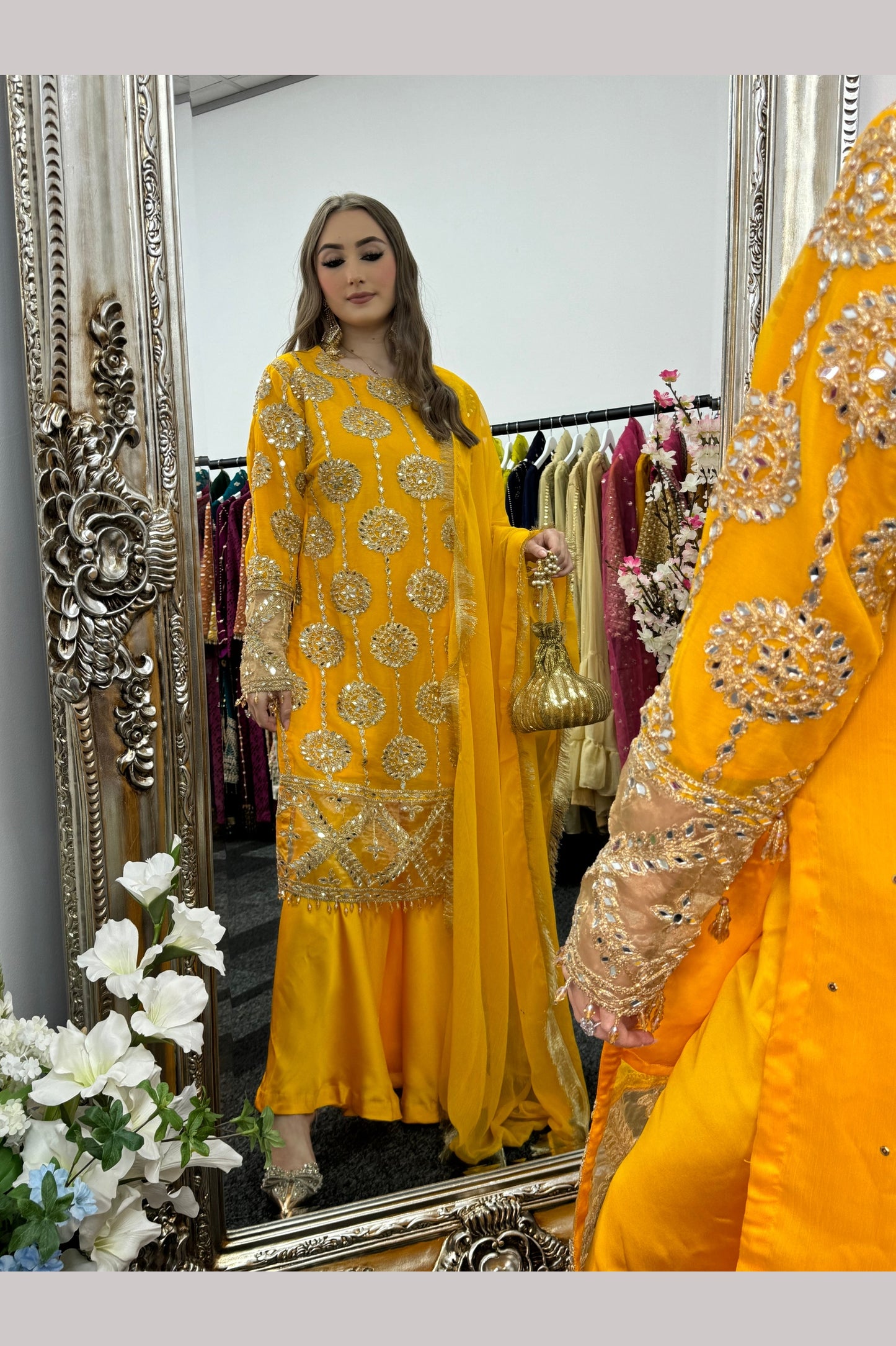 Kiran - Sheesha Sharara Set - Yellow - Mehndi outfit - Party wear - W