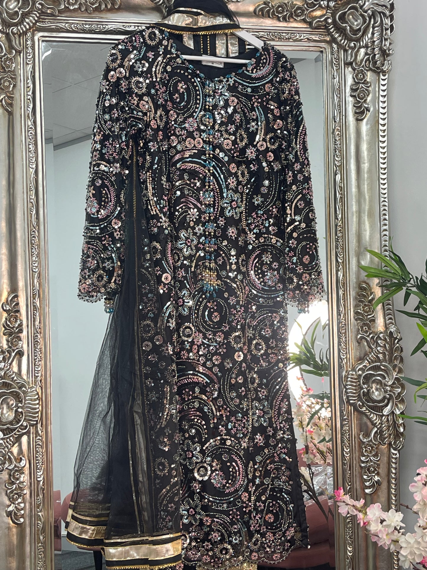 pakistani traditional dress | Cutdana Net - Black