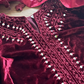 Wine - Sheesha X Velvet Maroon  Plachi Daman with silk dupatta winter