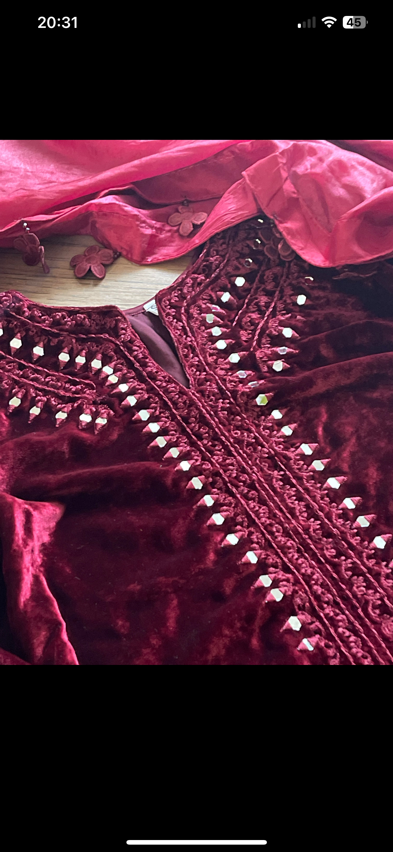 Wine - Sheesha X Velvet Maroon  Plachi Daman with silk dupatta winter