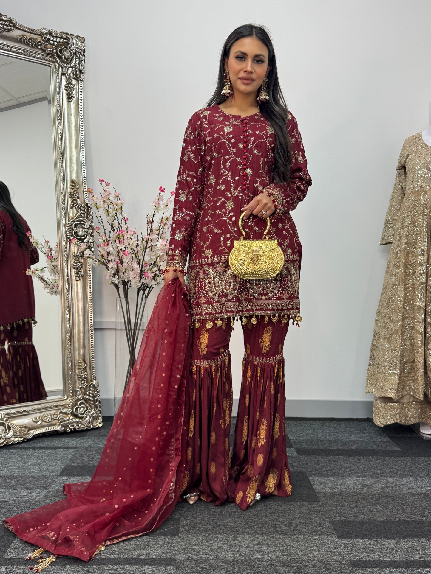 “Dulhan” Maria B Inspired - Maroon Garara - R
