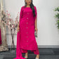 Hot Pink - Floor Length Sleeves - Chiffon Outfit - T