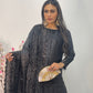 Tara - Korean Silk Cut Dana - Party Wear - CutWork - Black - taara