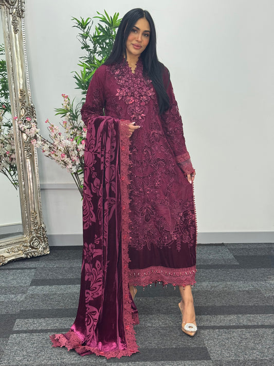 Maria B Luxury Velvet - Maroon