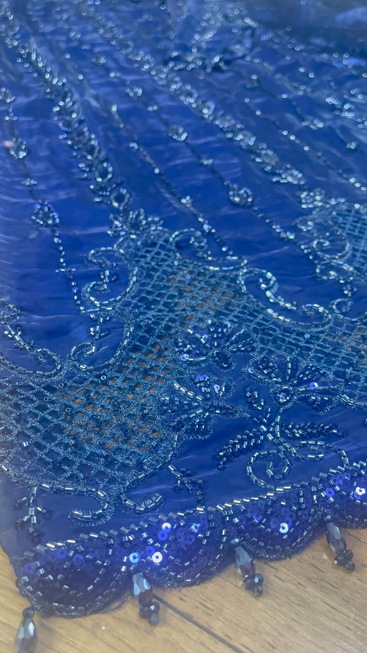 Tara - Korean Silk Cut Dana - Party Wear - CutWork - Navy Blue - taara