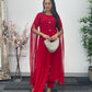 Red - Floor Length Sleeves - Chiffon Outfit - T