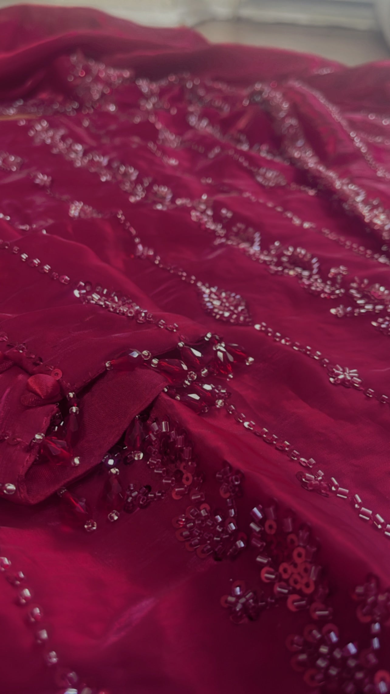 Tara - Korean Silk Cut Dana - Party Wear - CutWork - Maroon - taara