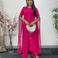 Hot Pink - Floor Length Sleeves - Chiffon Outfit - T