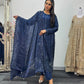 Tara - Korean Silk Cut Dana - Party Wear - CutWork - Navy Blue - taara