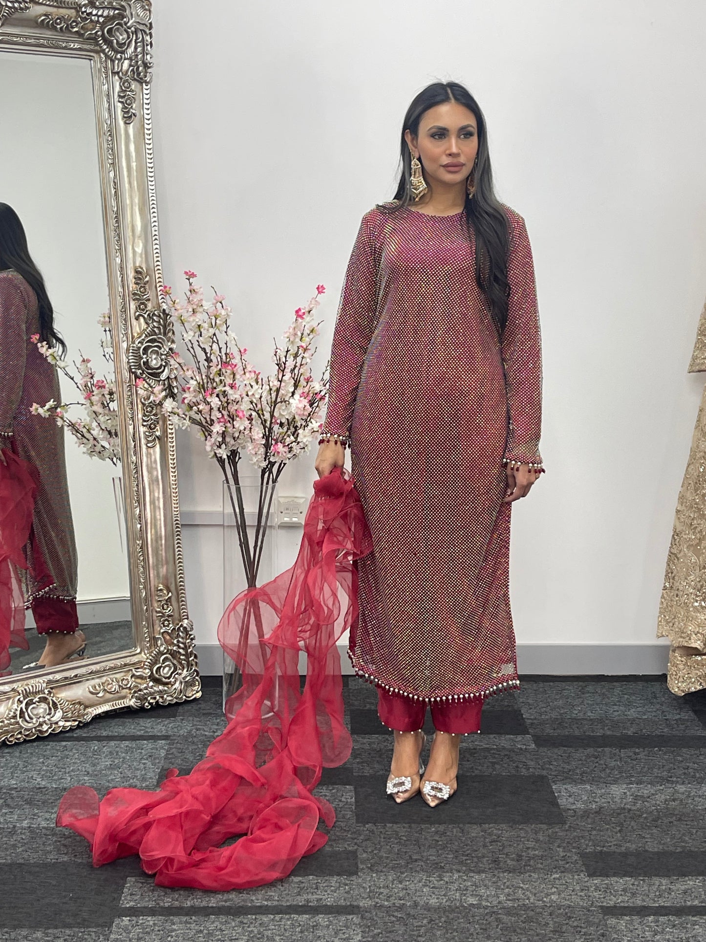 Fish Net  - Maroon - Red - F