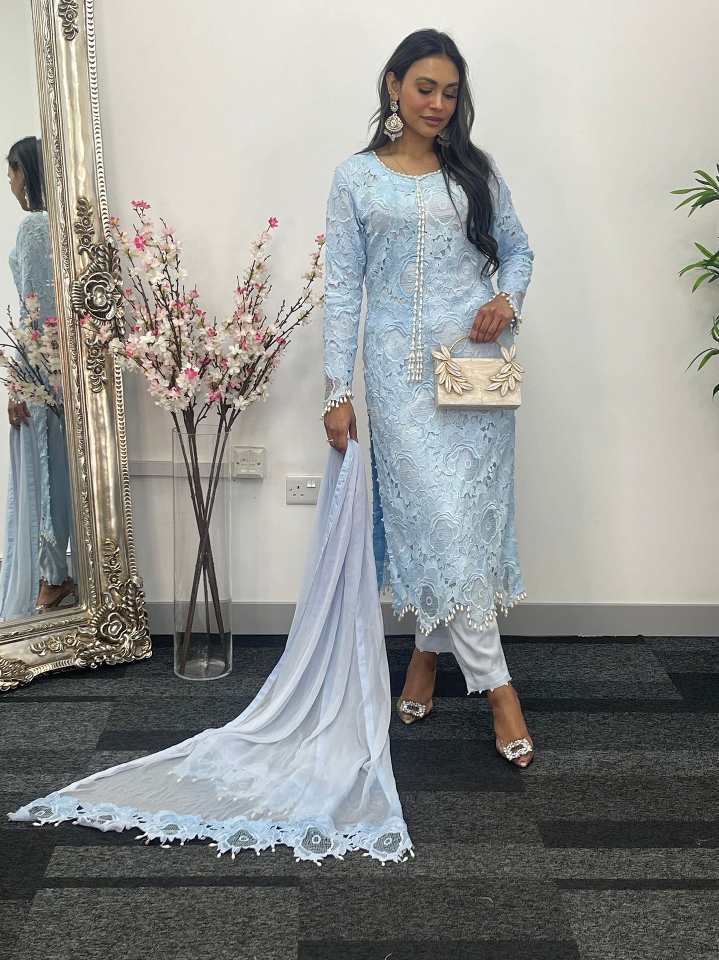 Lacy Crochet - diya - Blue - dia