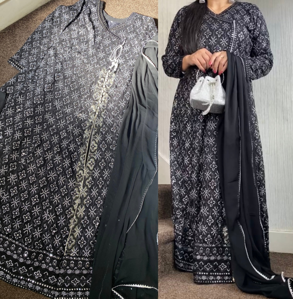 Black Chikankaari Maxi - Long Dress