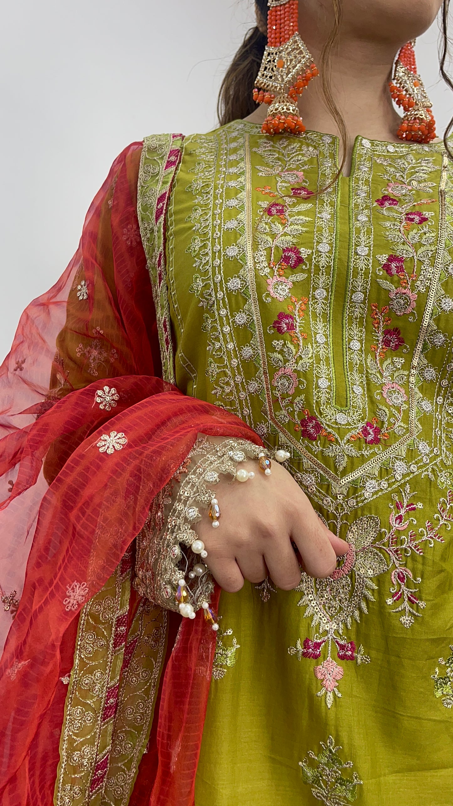 Shola _ Maria B inspired - Green & Orange -