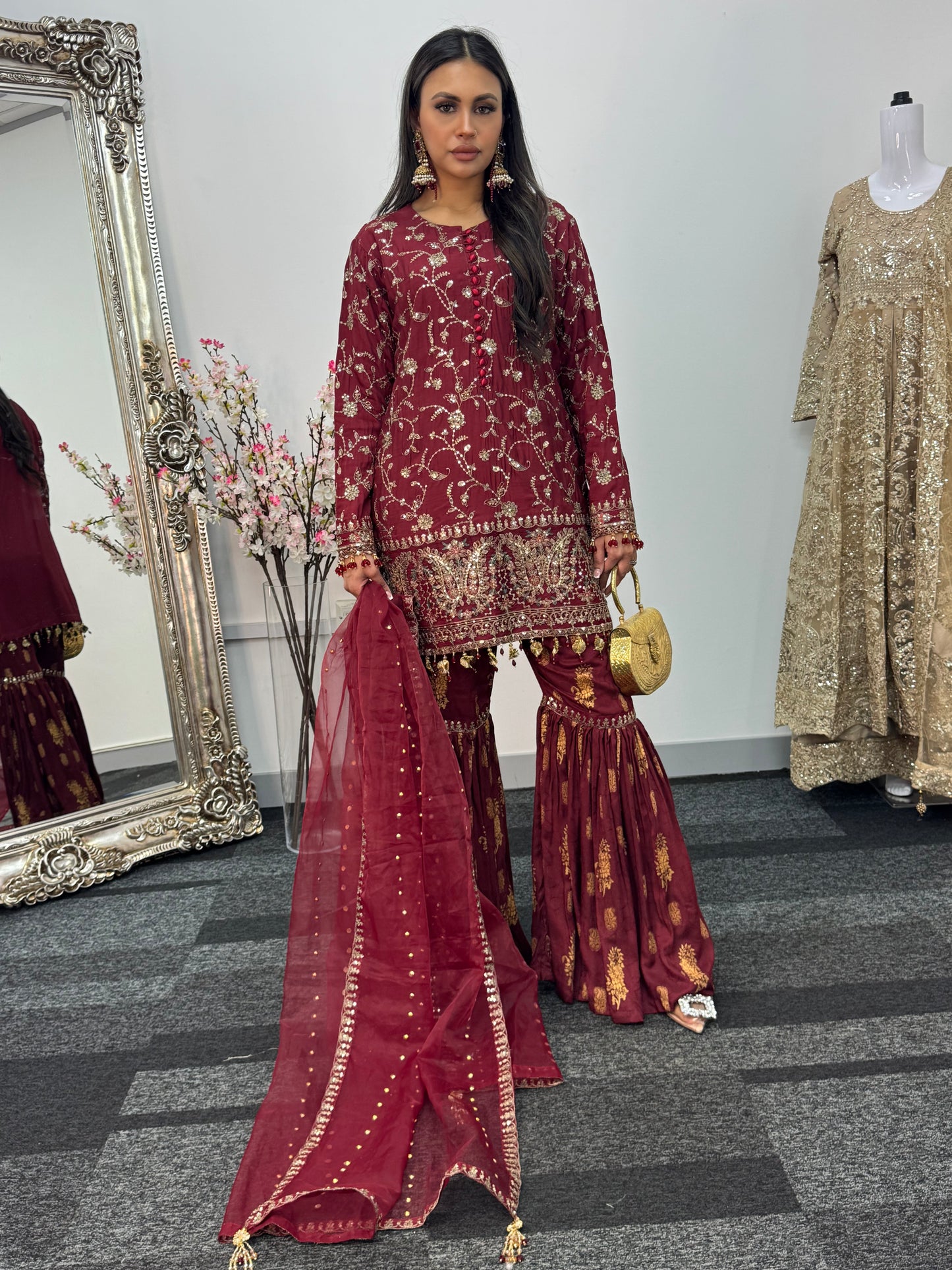 “Dulhan” Maria B Inspired - Maroon Garara - R