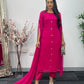 Hot Pink - Floor Length Sleeves - Chiffon Outfit - T