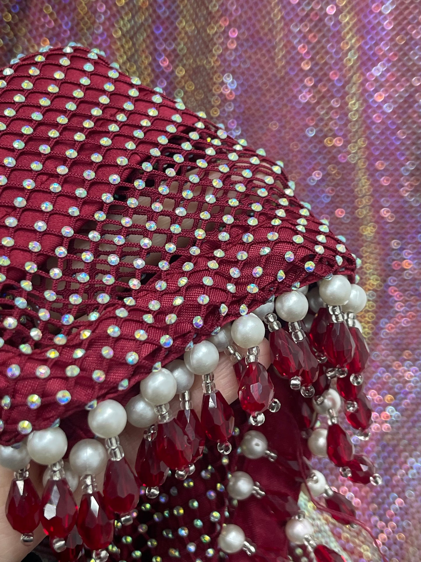 Fish Net  - Maroon - Red - F