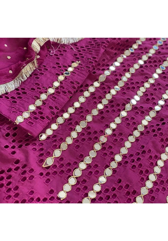 Magenta Crush - Chikankaari Mirror -