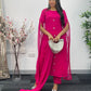 Hot Pink - Floor Length Sleeves - Chiffon Outfit - T