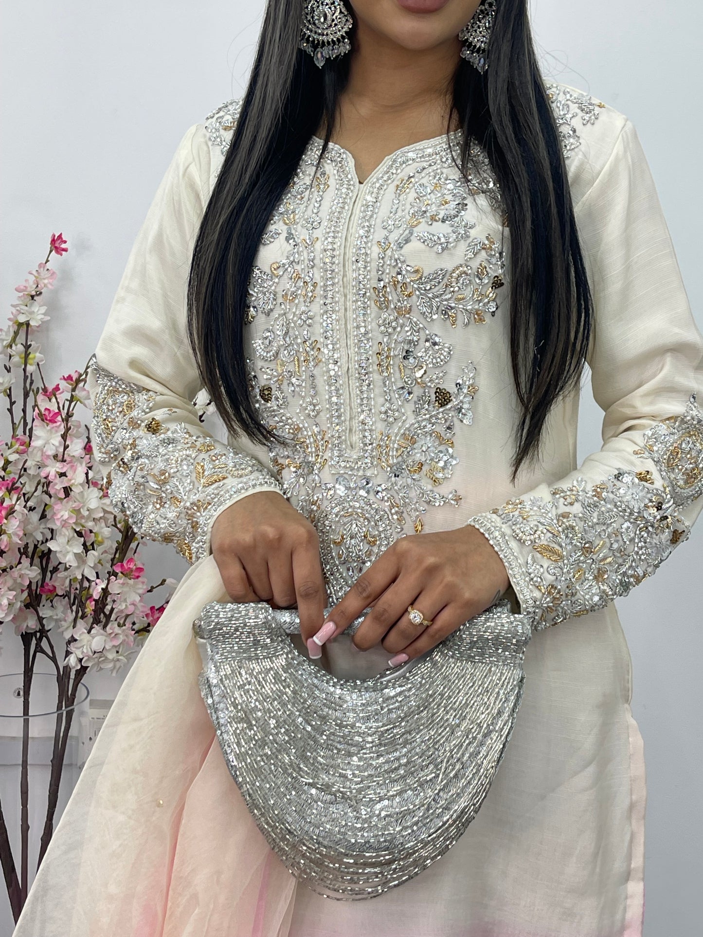 (Pre Order 3/4 Weeks)“Gulaabi” Luxury Outfit - Ombre Pink & Ivory