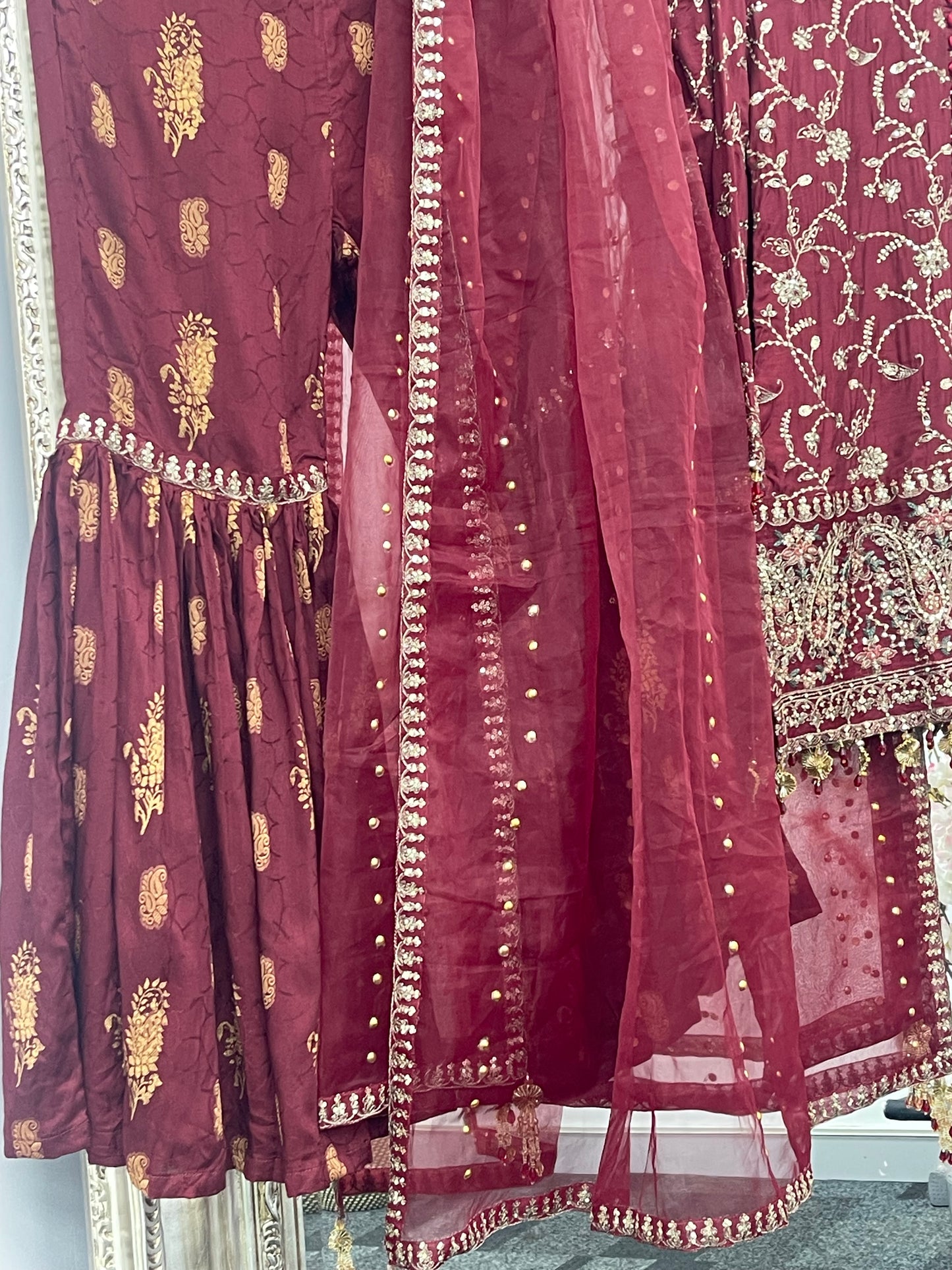 “Dulhan” Maria B Inspired - Maroon Garara - R