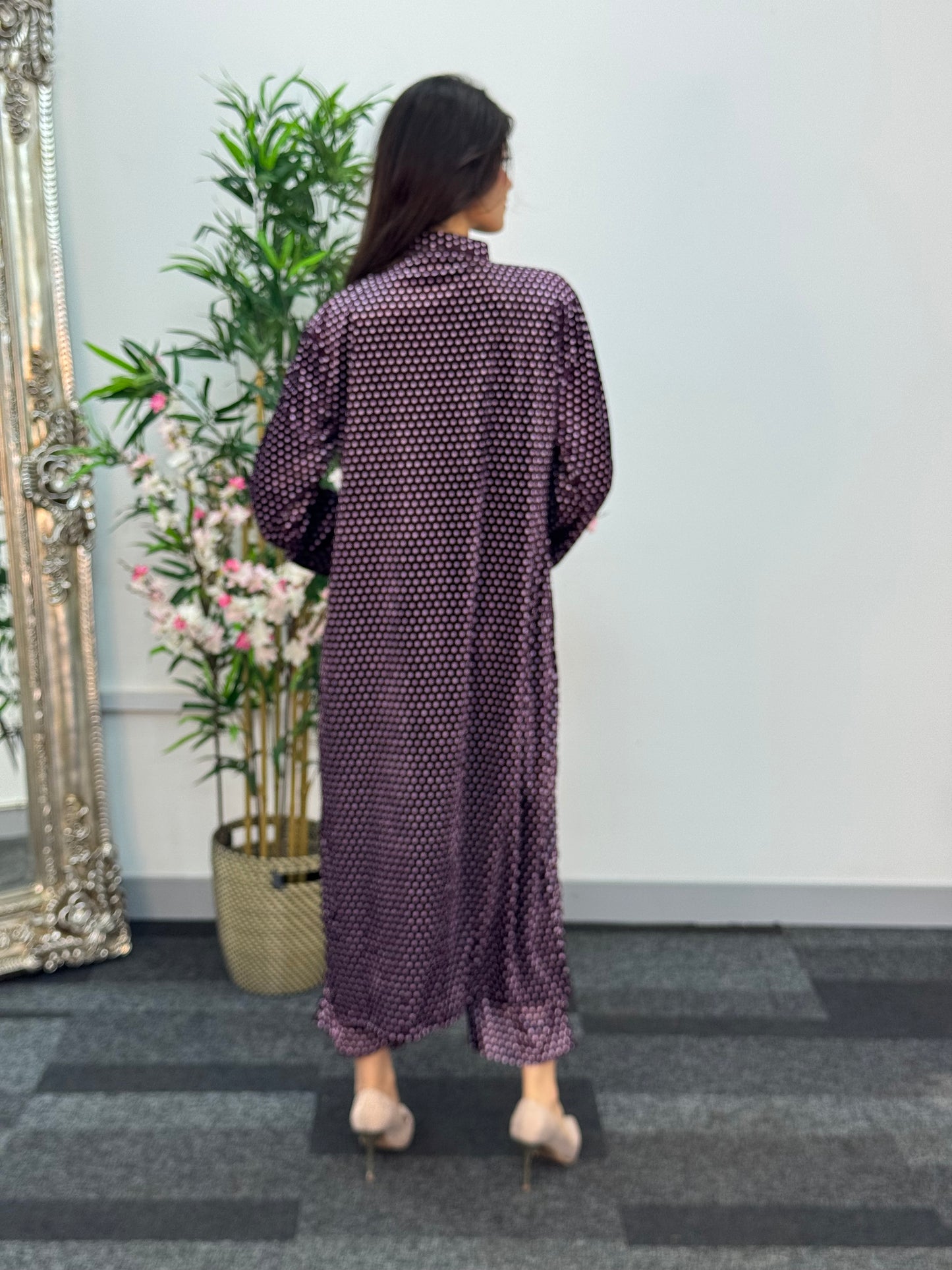 Polka Dots - plum  purple- Shaneel Velvet