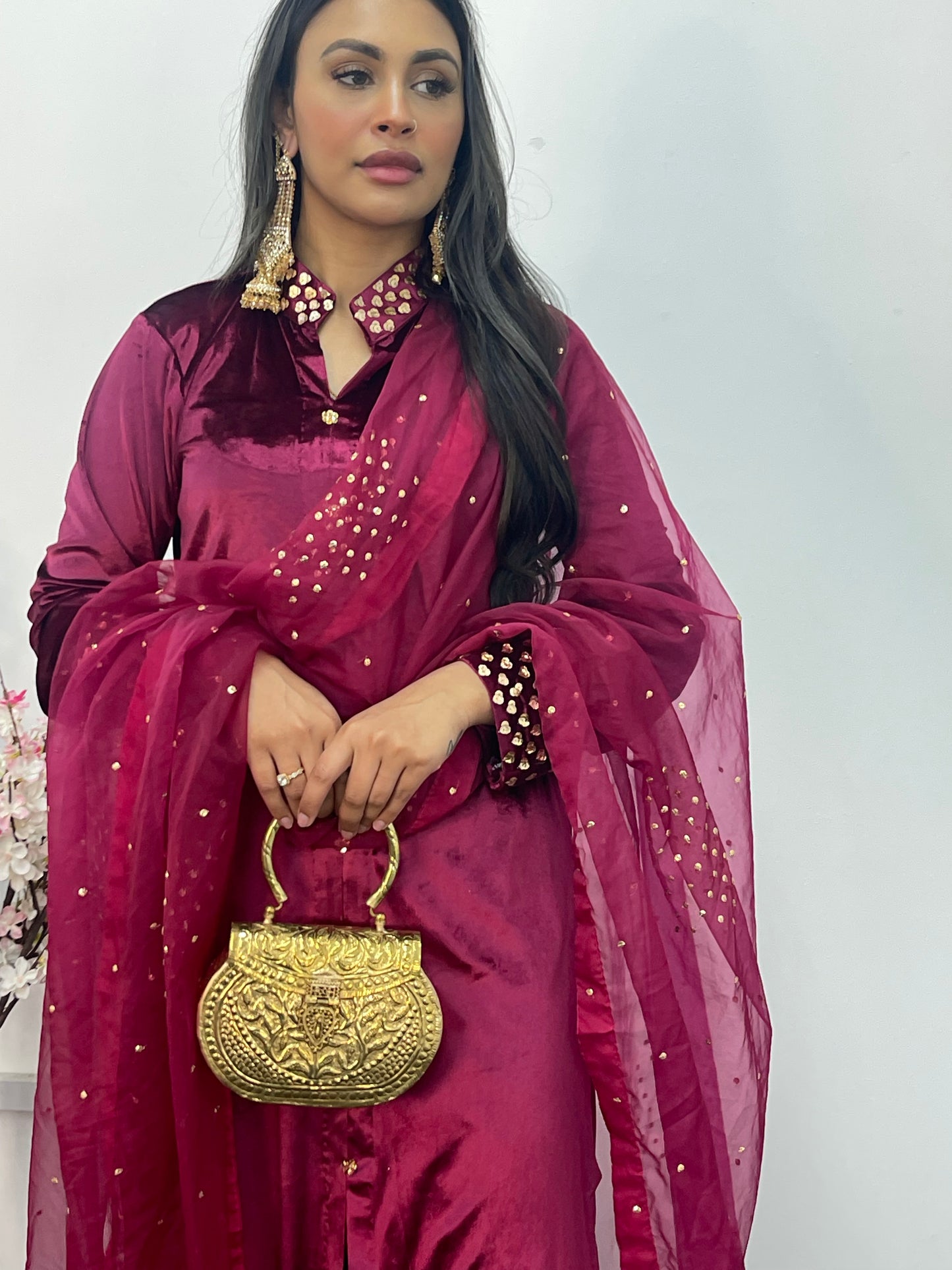 Sona l Plum Silk Velvet - Party Outfit l AA