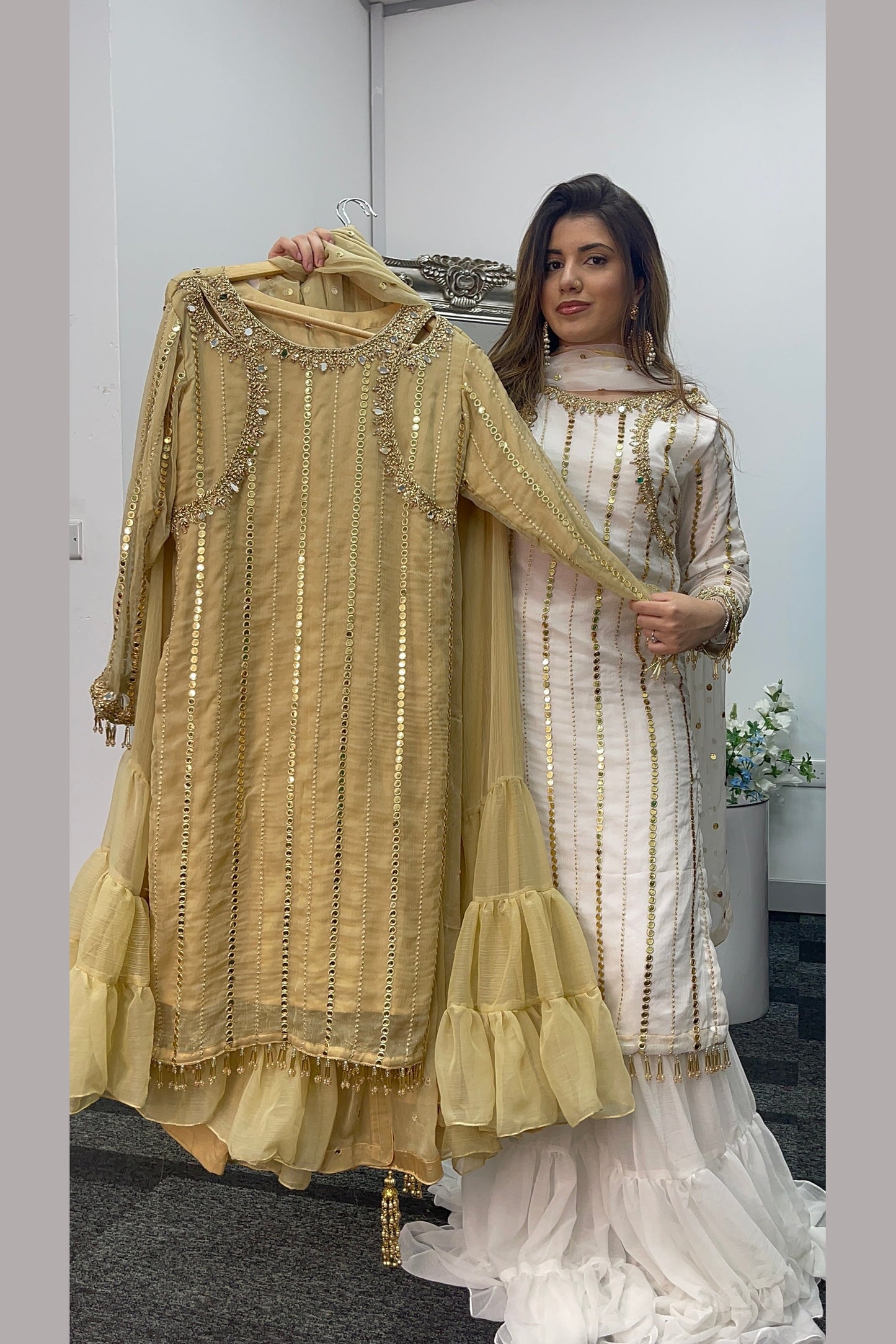 Farshi Garara Beige - Gold Farshee Garara - J
