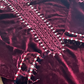 Wine - Sheesha X Velvet Maroon  Plachi Daman with silk dupatta winter