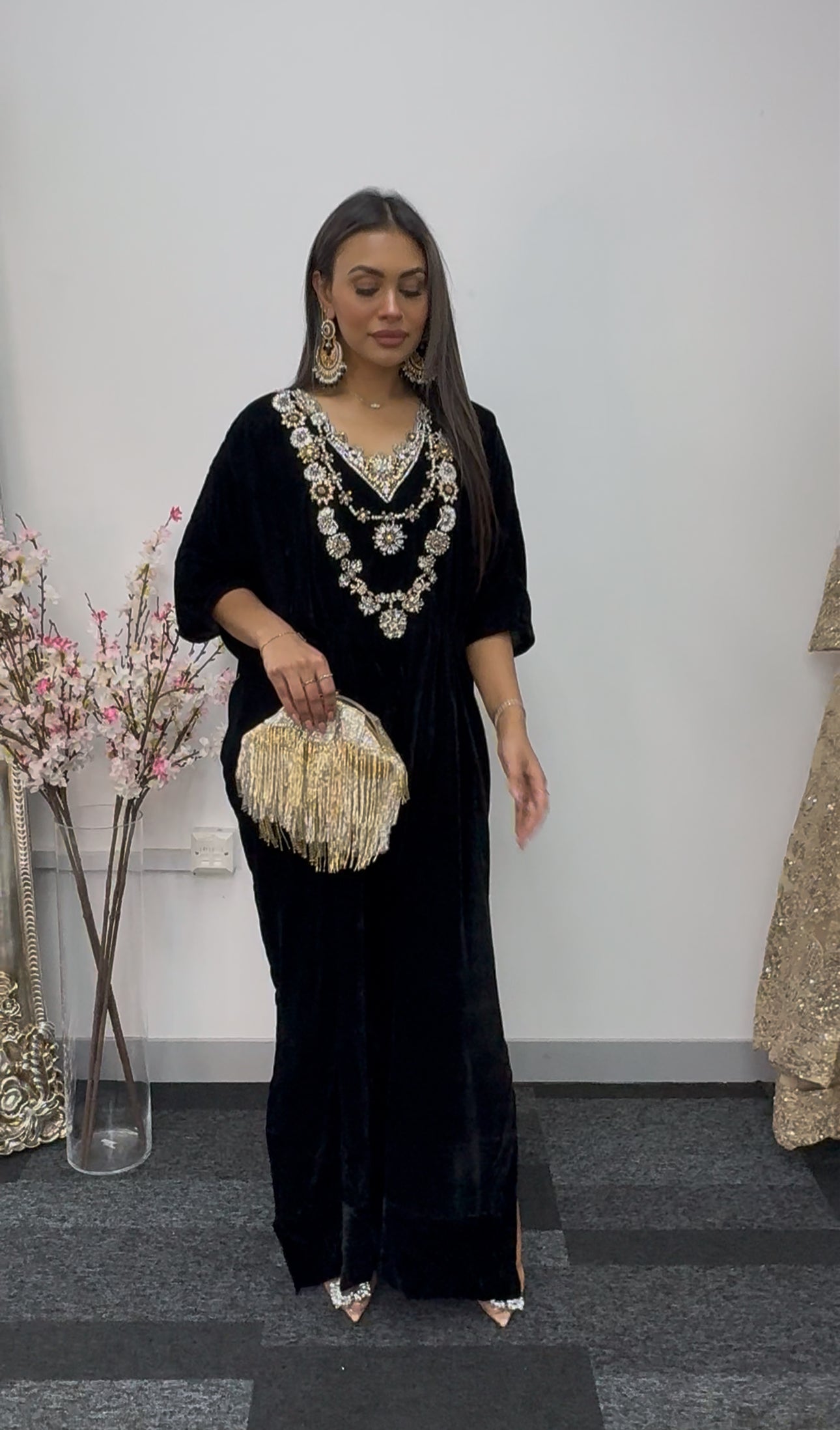 Raat 2 - Black Kaftaan -  Velvet Kaftan - AC