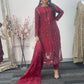 Tara - Korean Silk Cut Dana - Party Wear - CutWork - Maroon - taara