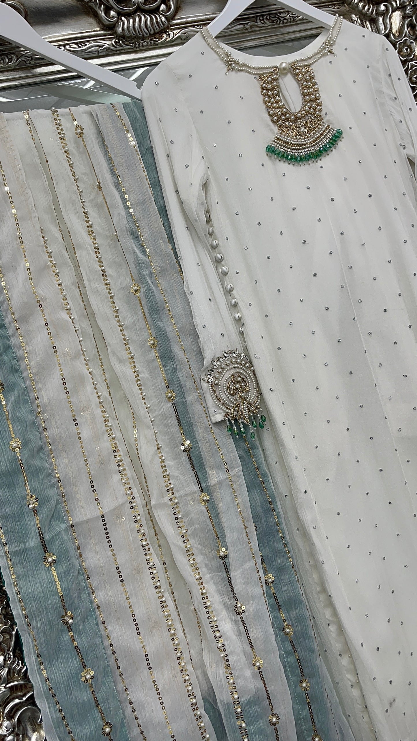 Laila - Chiffon Party Wear - Red - Green - Wedding Dress - T