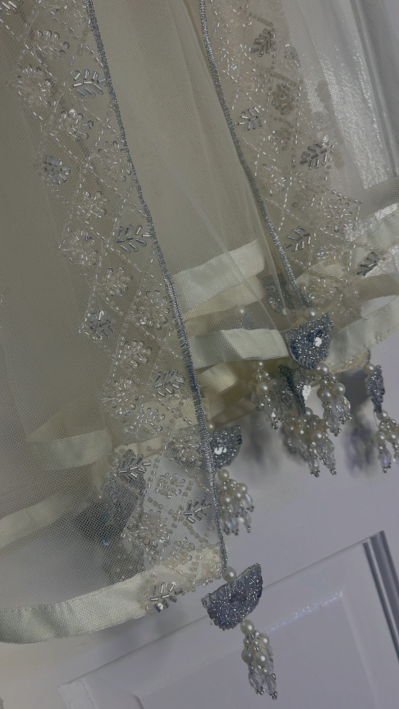 Ronaq- Korean Silk Cut Dana - Party Wear - White - Ivory -