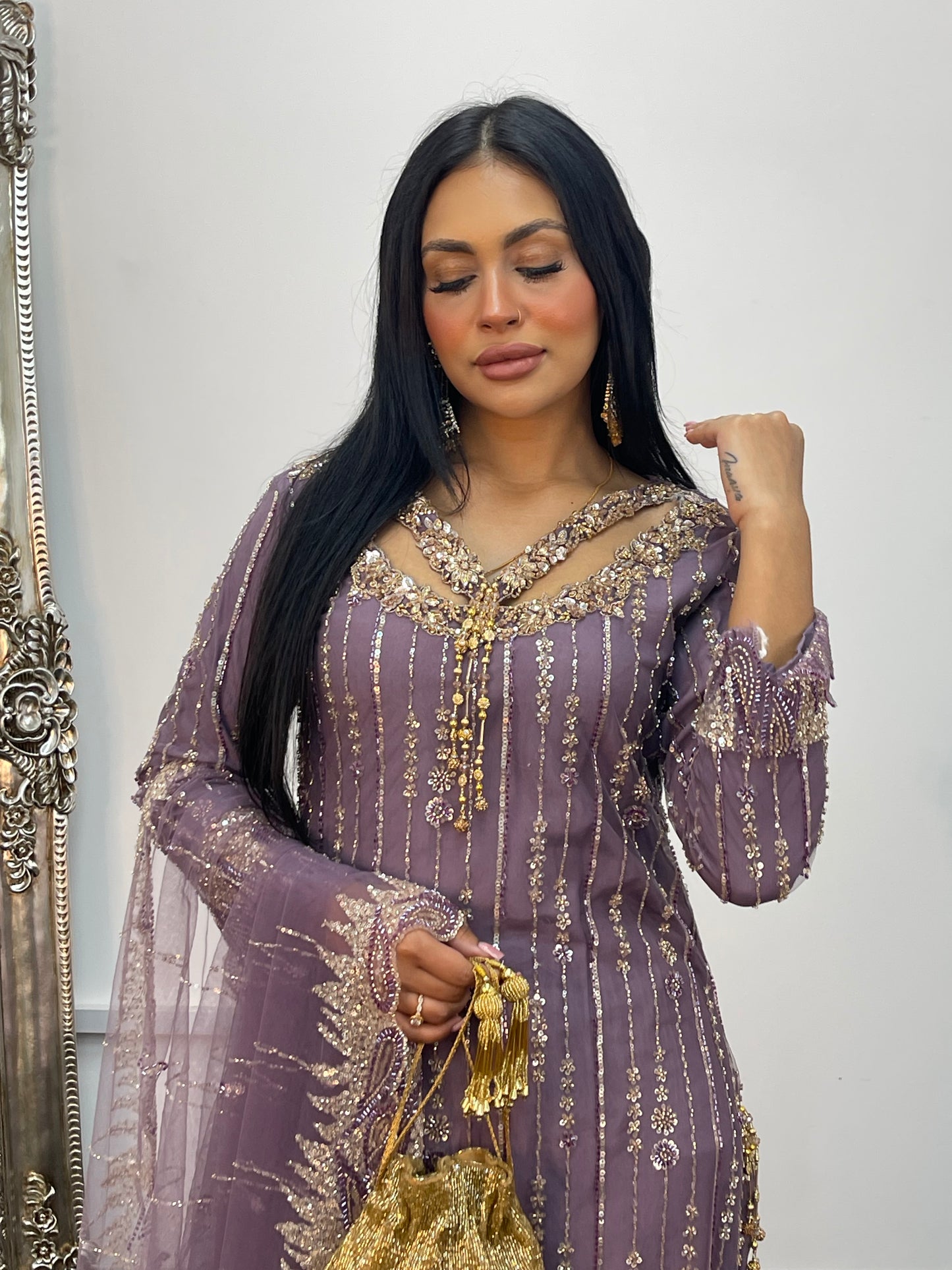 Payal - Cutdana Net - Lilac purple - G