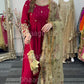 (Pre Order 3/4 Weeks) “GUL BANO” - Hand Painted Dupatta with Hand Work -Anarkali - Maroon Gold - Noor