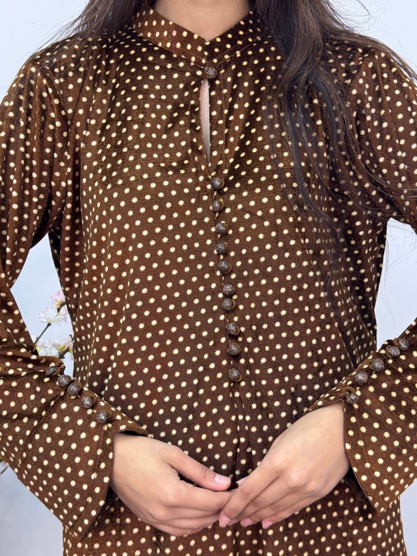 Polka Dots - Brown - Shaneel Velvet