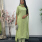 Green - Floor Length Sleeves - Chiffon Outfit - T