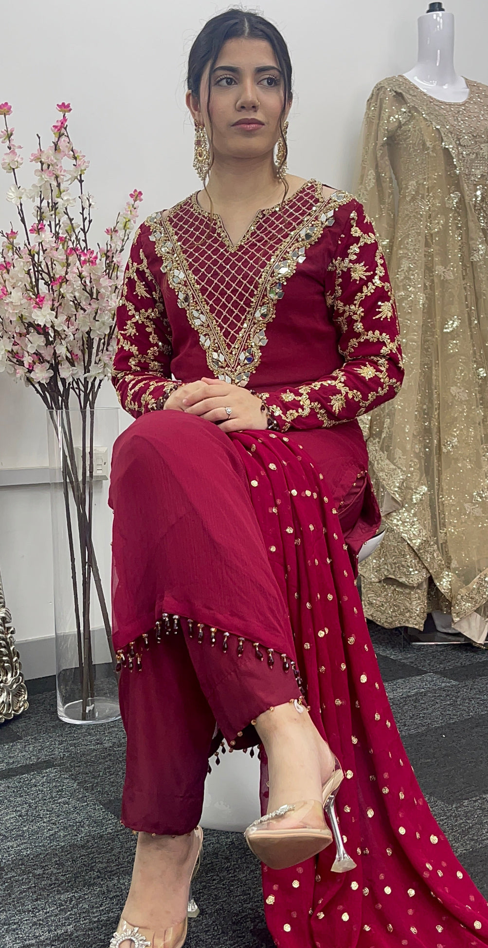 Afsana -  Hand Work - Party Wear - Maroon