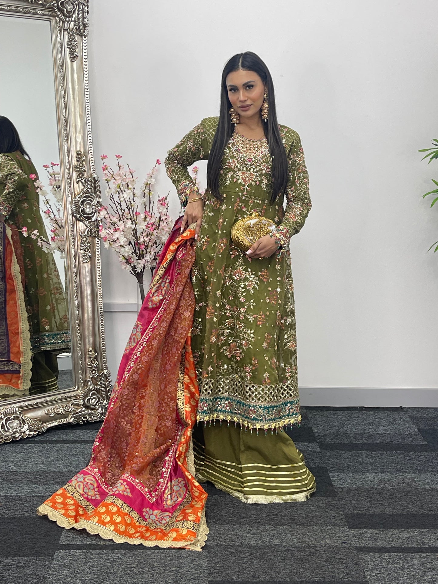 Mehndi - Maria B Inspired Maxi Lehnga -