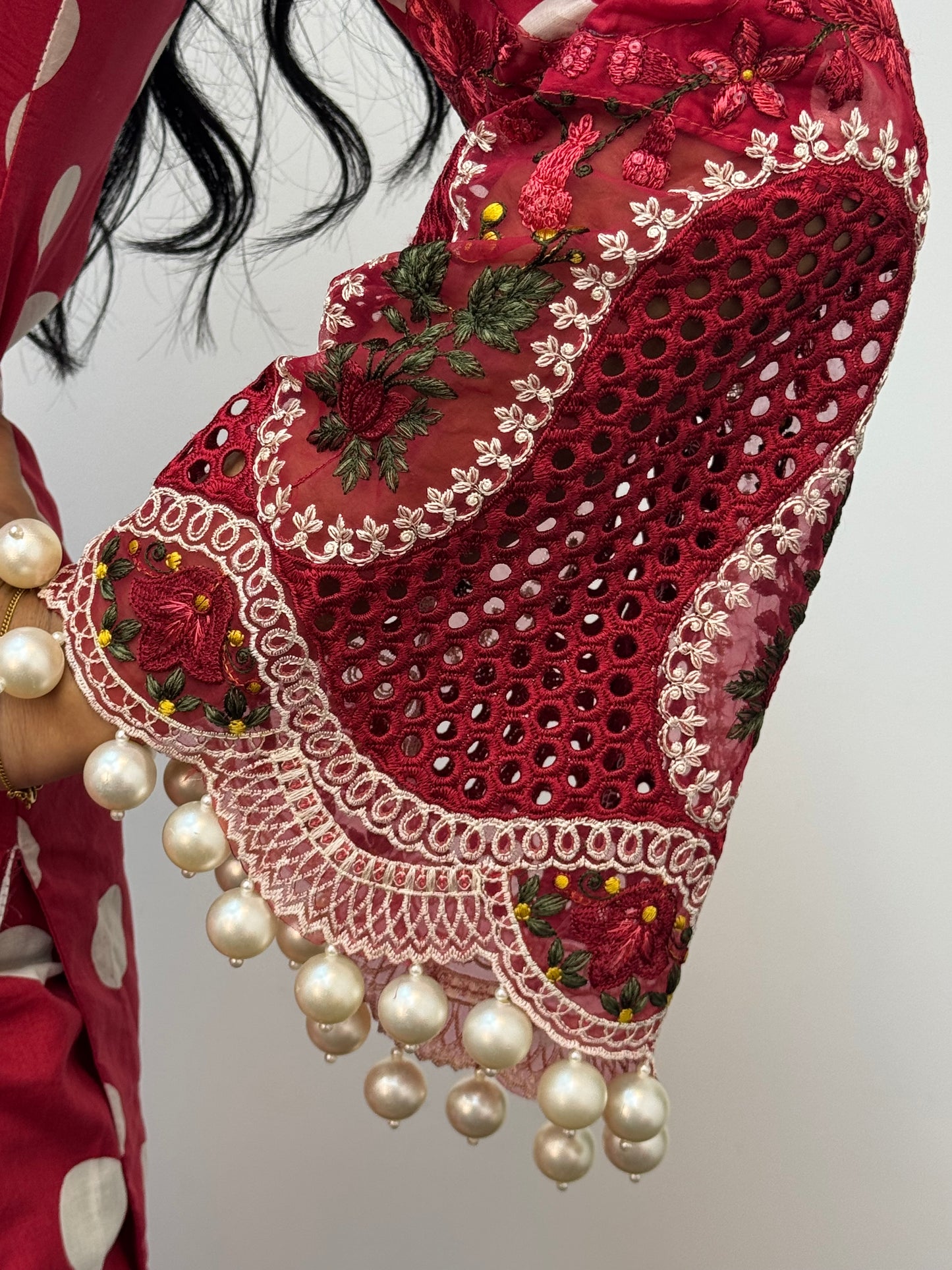 Maria B Lawn Mprints - Polka Dots - Red