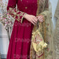(Pre Order 3/4 Weeks) “GUL BANO” - Hand Painted Dupatta with Hand Work -Anarkali - Maroon Gold - Noor