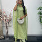 Green - Floor Length Sleeves - Chiffon Outfit - T