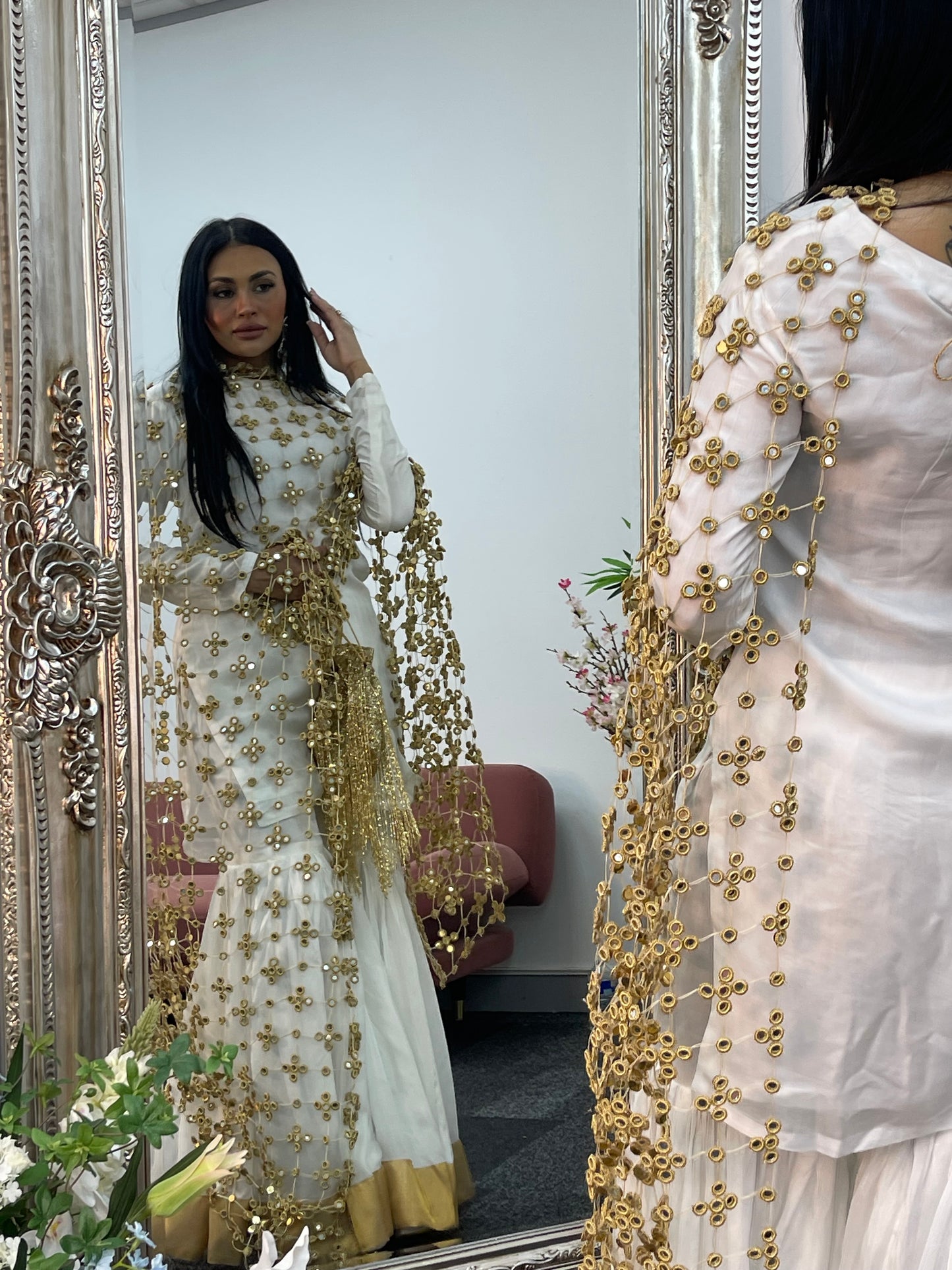 (Preorder 4-5 weeks) Posheeda Sheesh Dupatta with GARARA - Poshida Mirror Dupata -