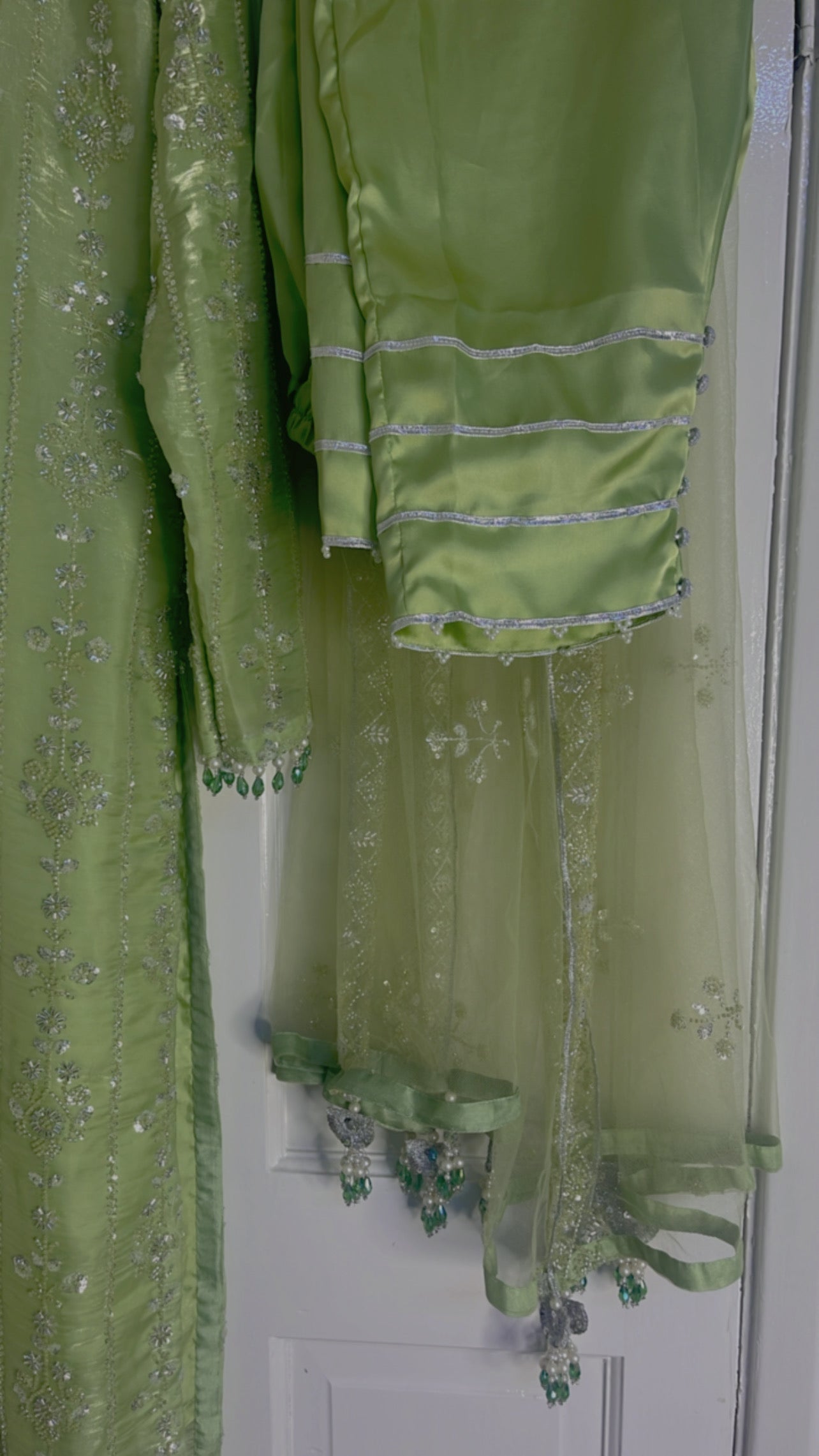 Ronaq- Korean Silk Cut Dana - Party Wear - Mint Green