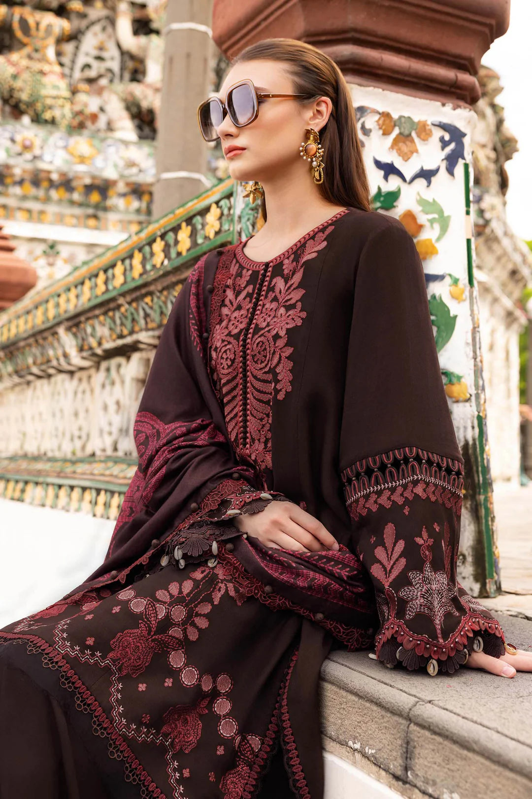 Maria B Winter Mprints - 4A - burgundy
