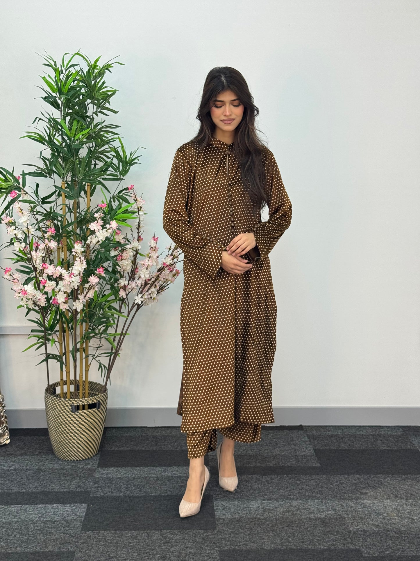 Polka Dots - Brown - Shaneel Velvet